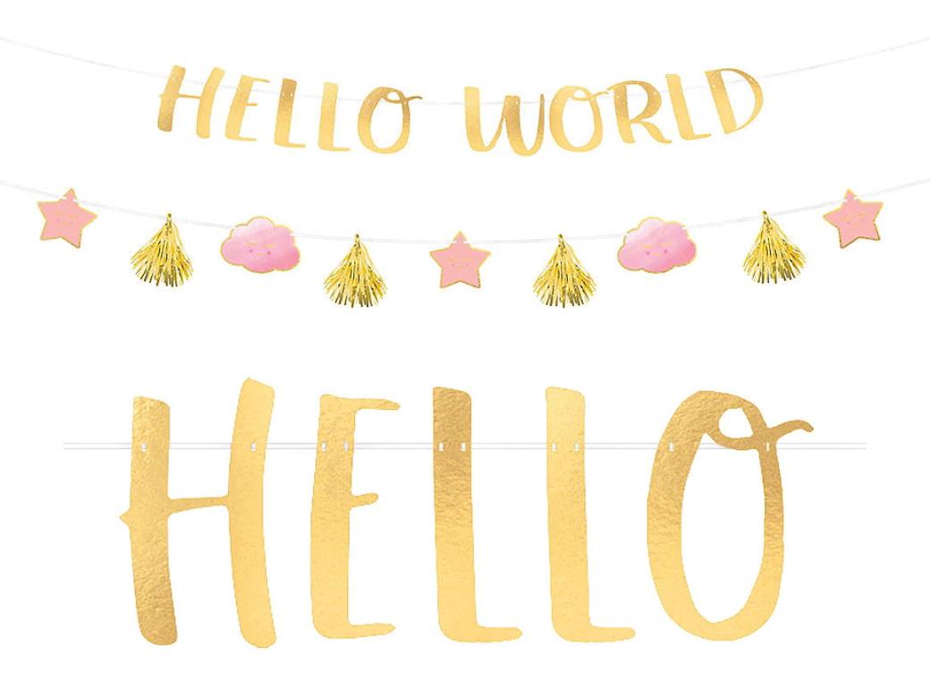 Oh Baby Girl Hello World Banner & Garland