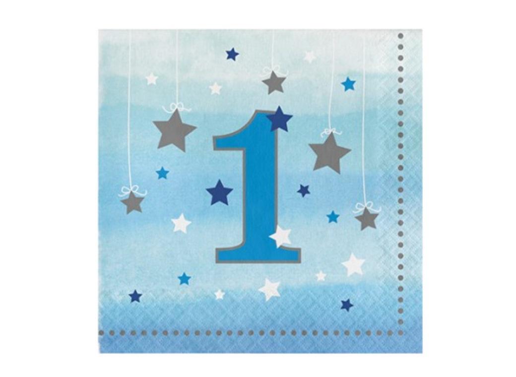 One Little Star Boy 1st Birthday Lunch Napkins 16pk