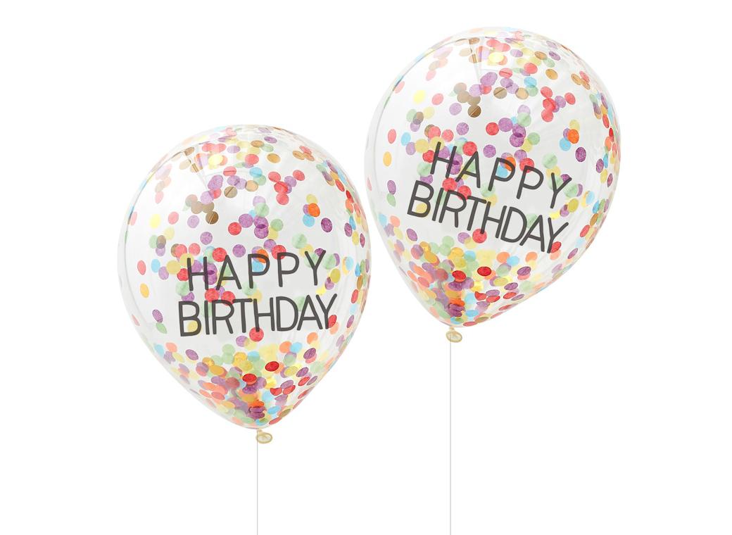 Rainbow Happy Birthday Confetti Balloons