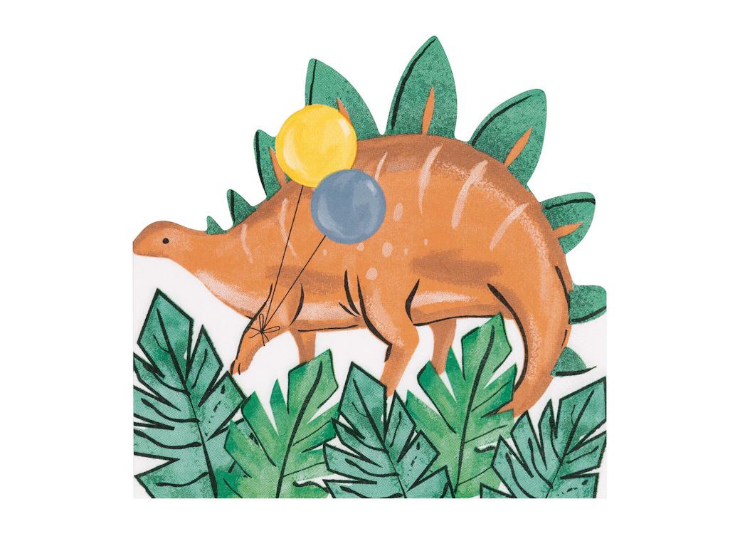 Partying Dino Shaped Lunch Napkins 16pk