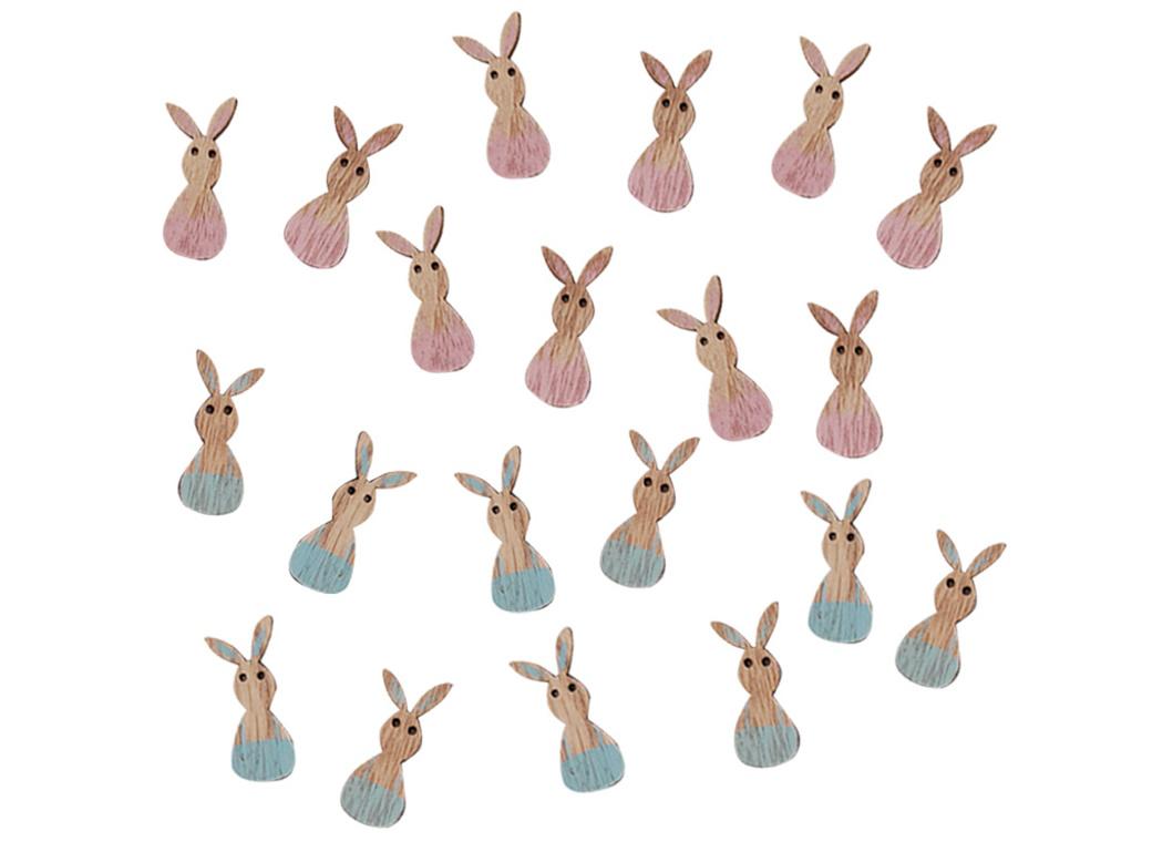 Pink & Blue Wooden Rabbit Decorations 20pk