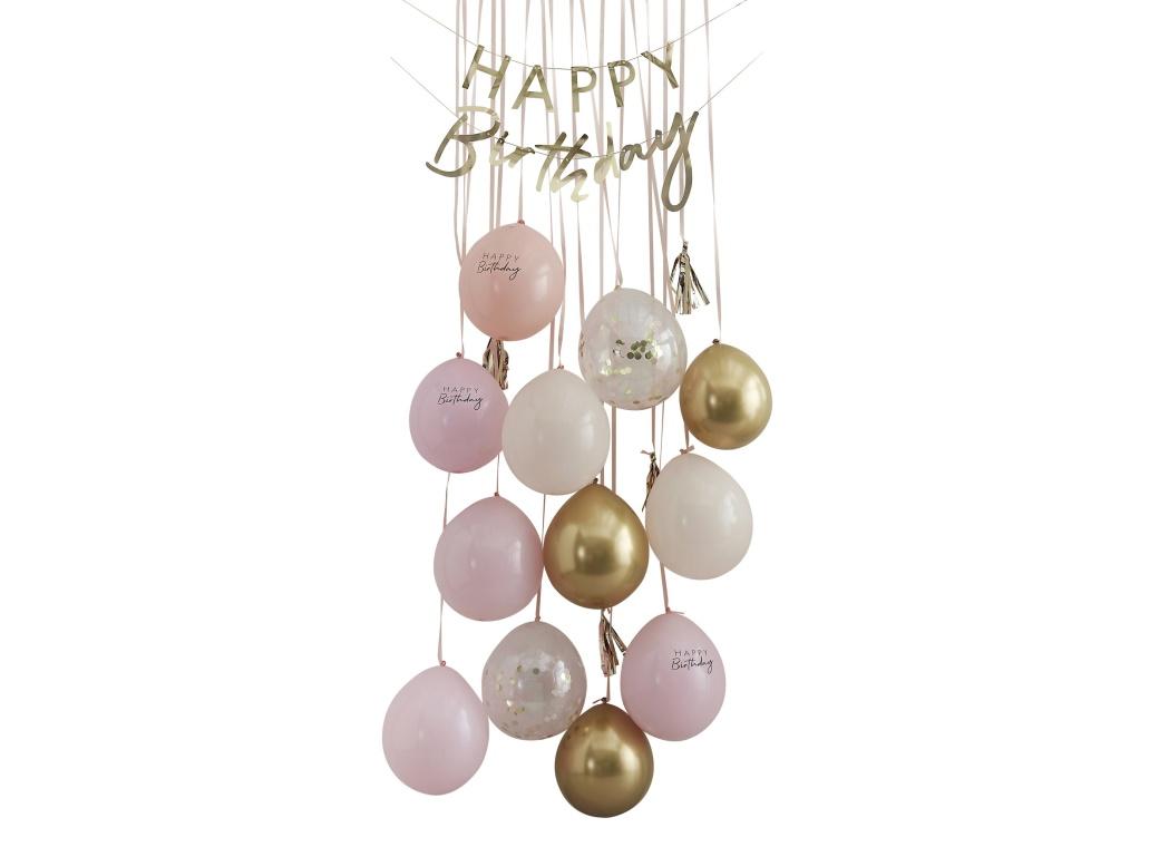 Pink & Gold Happy Birthday Balloon Door Kit