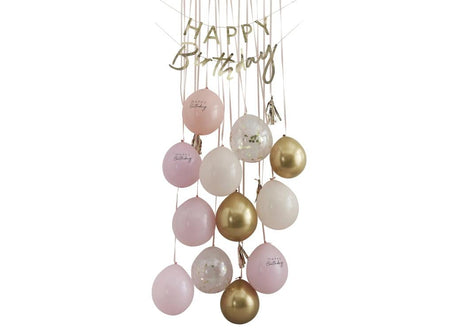 Pink & Gold Happy Birthday Balloon Door Kit