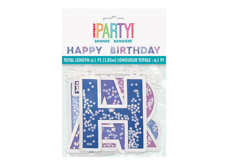 Purple Galaxy Happy Birthday Banner