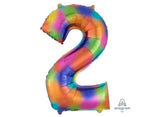 Rainbow Splash Number 2 Foil Balloon