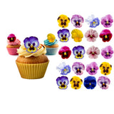 Edible Wafer Toppers - Rainbow Pansies
