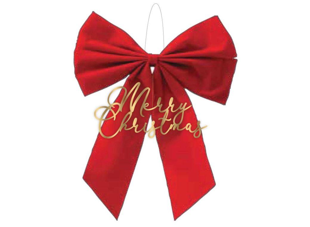Red Bow Merry Christmas Decoration