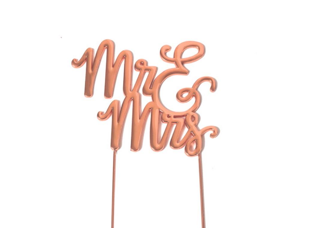 Rose Gold Plated Cake Topper - Mr & Mrs