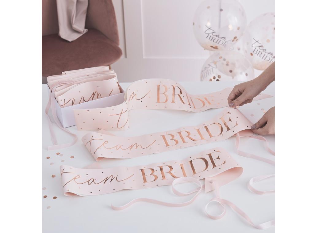 Hen Party Rose Gold Team Bride Sashes 6pk – Sweet Pea Parties