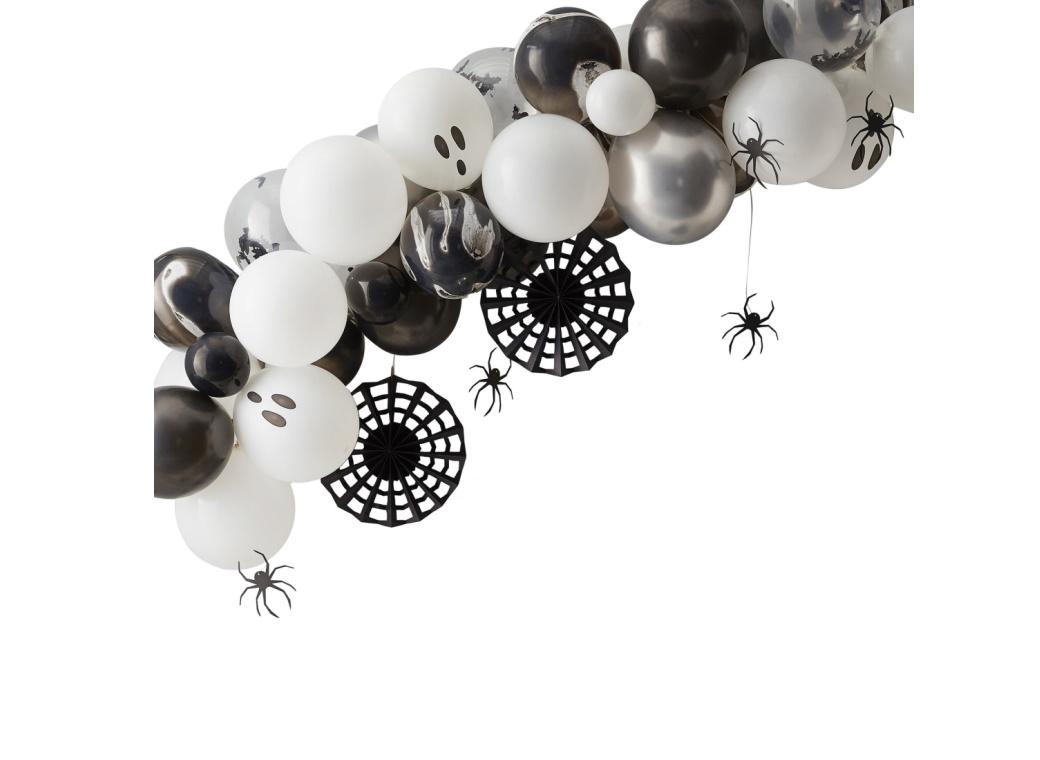 Silver Black & White Halloween Balloon Arch Kit