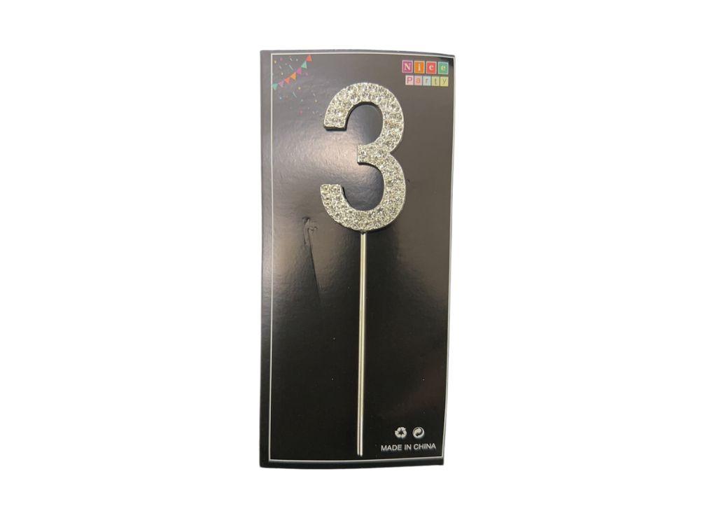 Diamante Cake Topper Small - Number 3 – Sweet Pea Parties