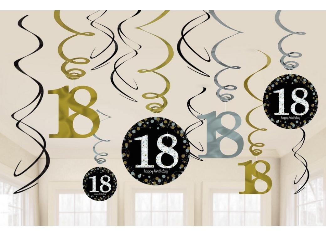 Sparkling 18th Birthday Hanging Swirls