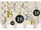 Sparkling 18th Birthday Hanging Swirls