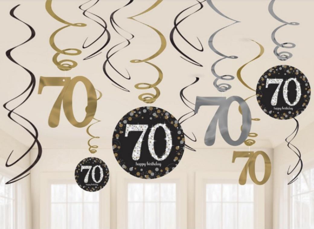 Sparkling 70th Birthday Hanging Swirls