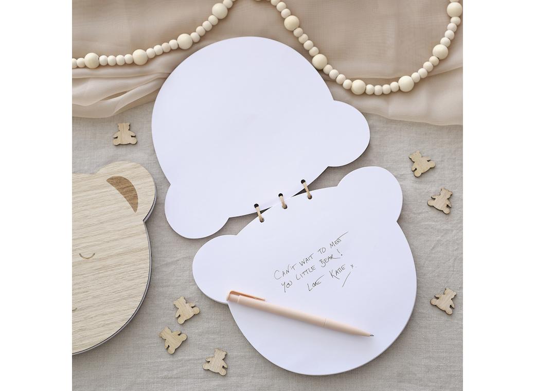 Teddy Bear Wooden Baby Shower Guest Book