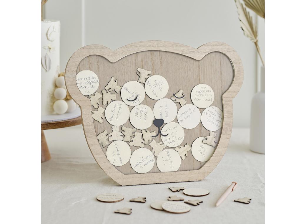 Teddy Bear Wooden Baby Shower Guest Book Alternative