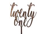 Twenty One Script Cake Topper - Rose Gold Mirror