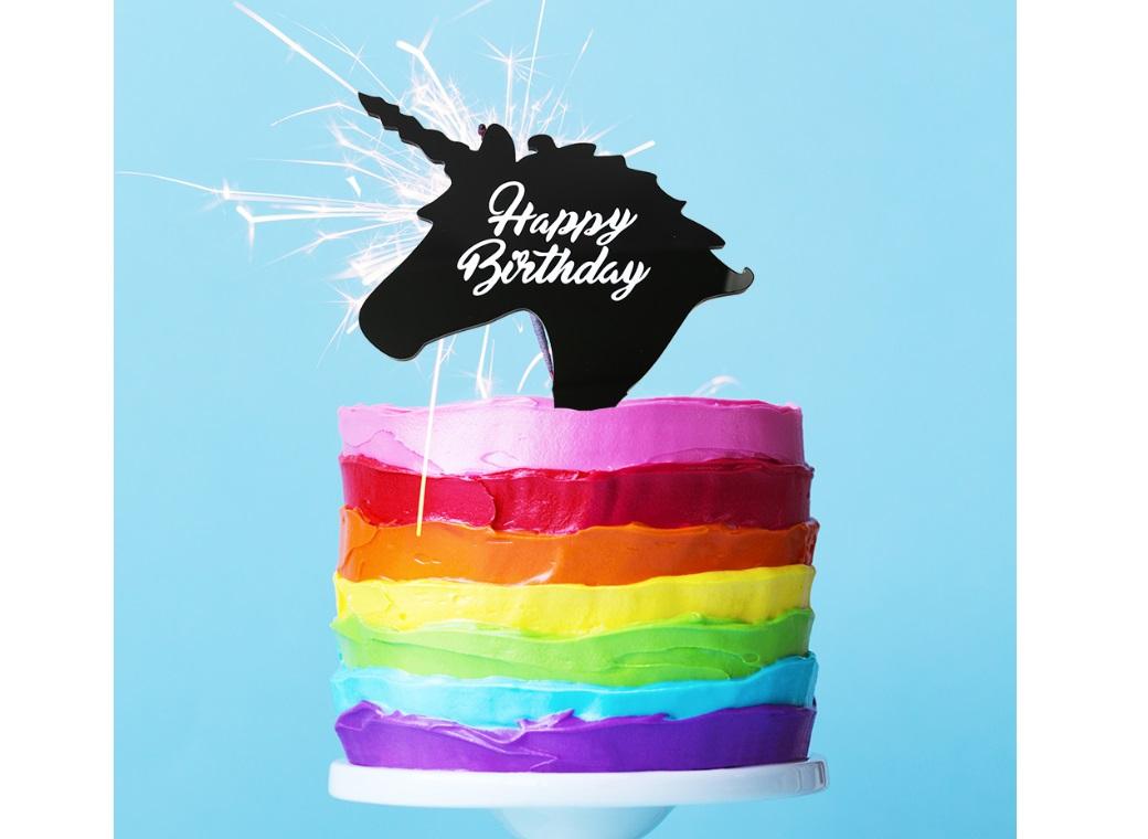 Unicorn Birthday Cake Topper Black
