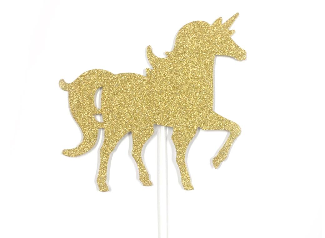 Gold Glitter Unicorn Cake Topper