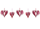 Red & Pink Hearts Hanging Decorations 5pk