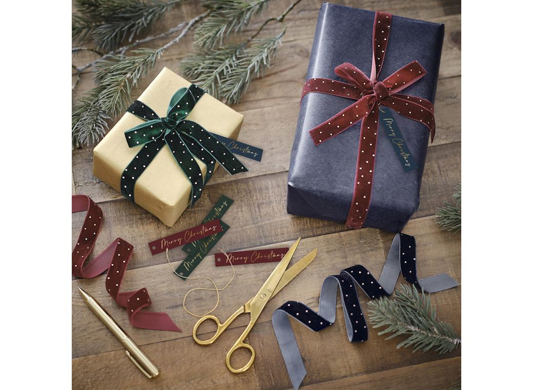 Velvet Luxe Christmas Gift Tags & Ribbon Set