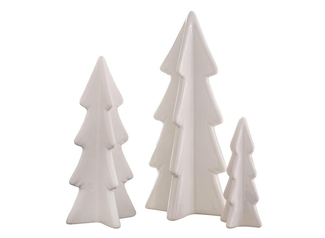 White Ceramic Christmas Tree Decorations 3pk