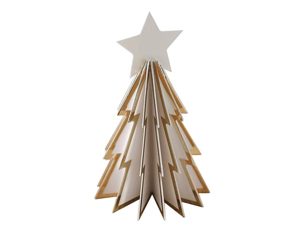 White & Gold Christmas Tree Place Cards 6pk
