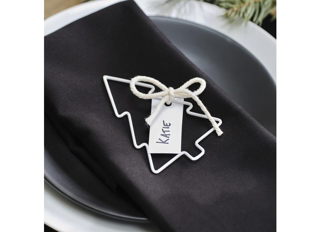 White Wire Christmas Tree Place Card Holders 4pk