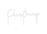 White Wooden Christening Cake Topper