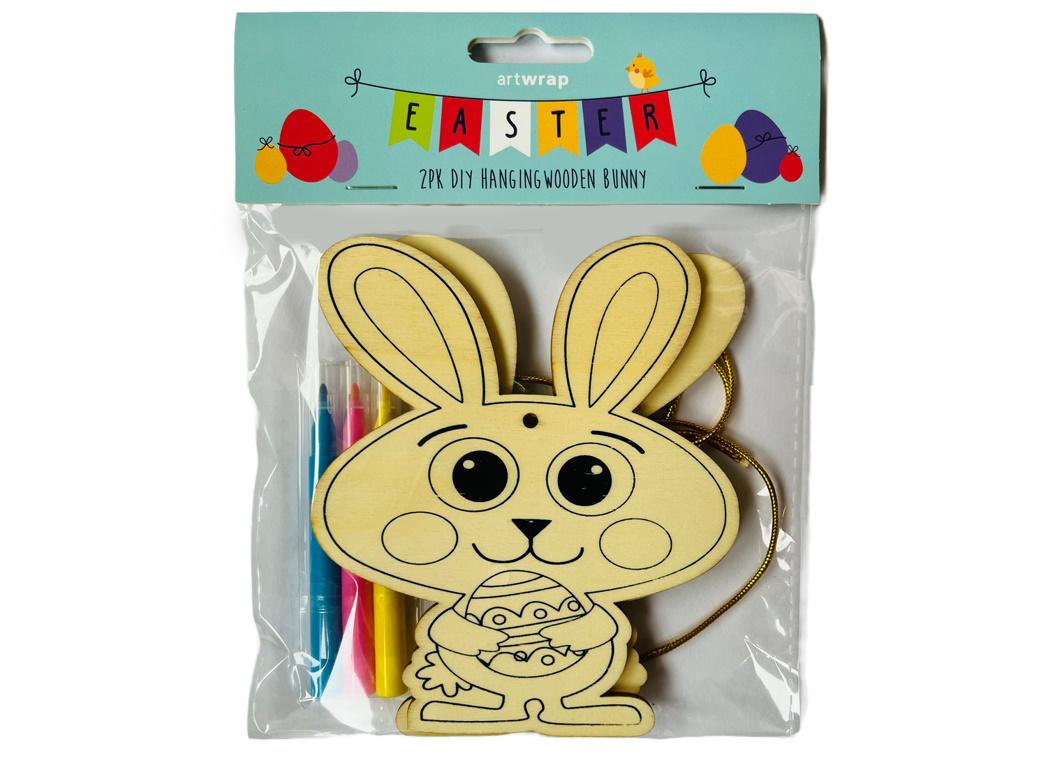 Colour Your Own Wooden Bunny Decorations 3pk